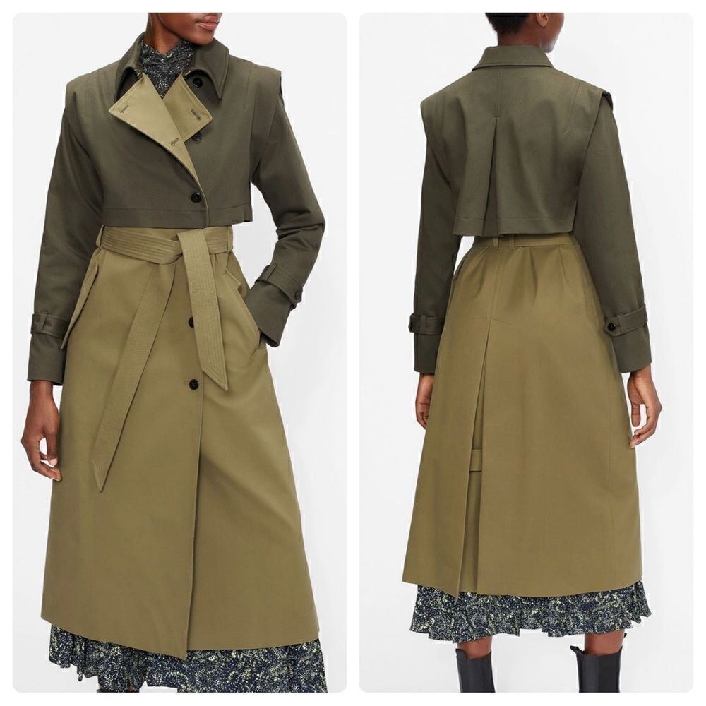Ted Baker EDENNN Colorblock Cotton Trench Coat Green Size 2 NWT